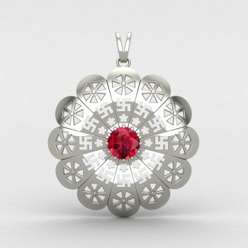 Ruby Swastik Pendant