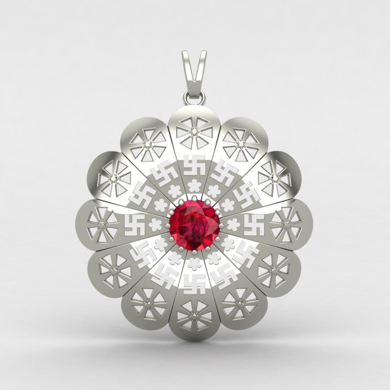 Ruby Swastik Pendant
