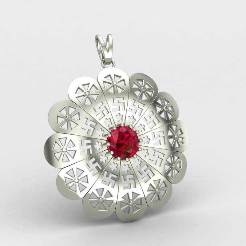 Ruby Swastik Pendant
