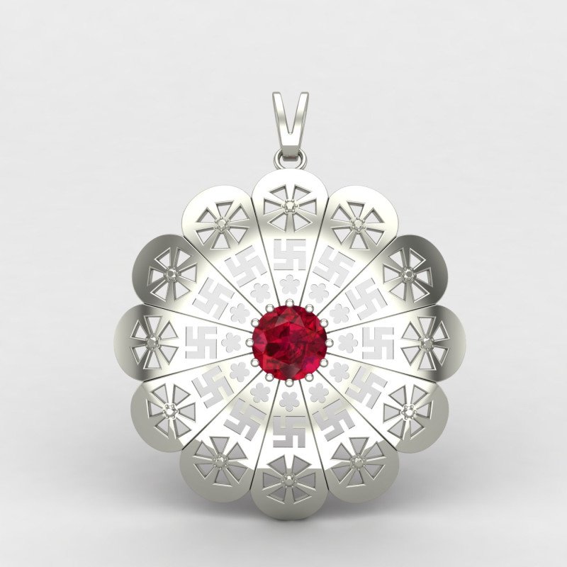 Ruby Swastik Pendant