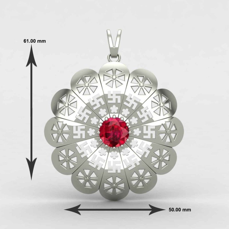 Ruby Swastik Pendant