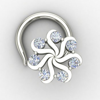 Floral Silver Nose Pin