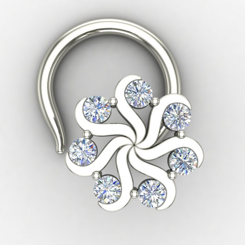 Floral Silver Nose Pin