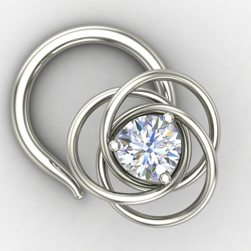 Silver Nose Pin with White Stone