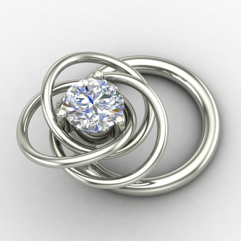 Silver Nose Pin with White Stone