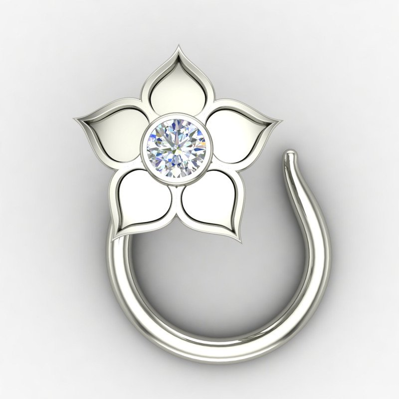 Silver Nose Pin with Stone