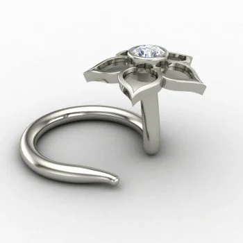Silver Nose Pin with Stone