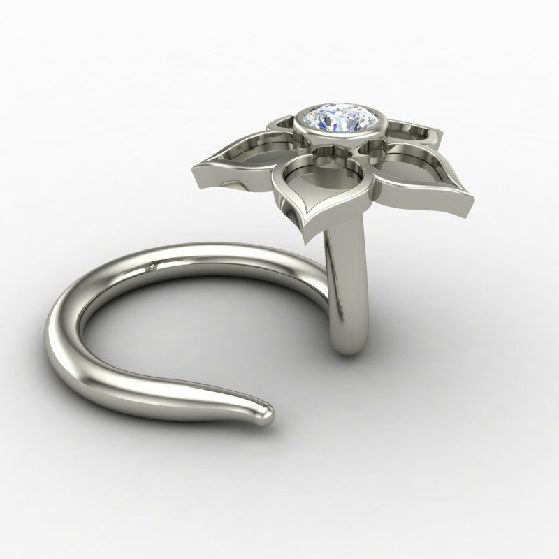 Silver Nose Pin with Stone