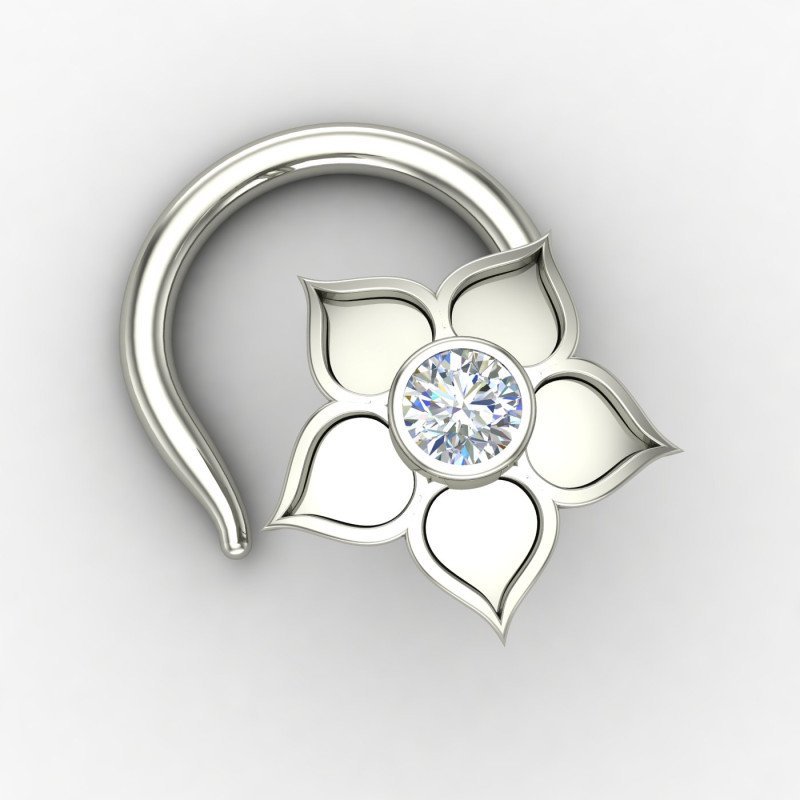 Silver Nose Pin with Stone