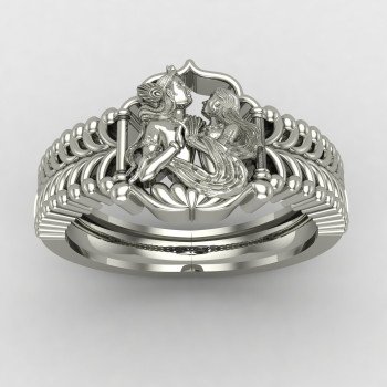 Radha Krishna Silver Ring