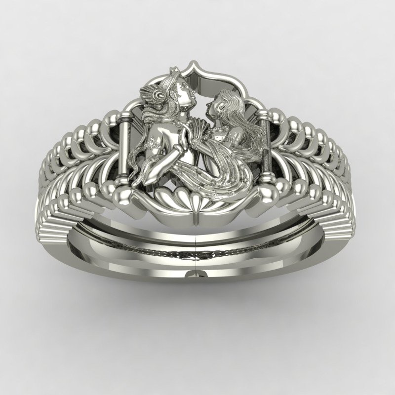 Radha Krishna Silver Ring