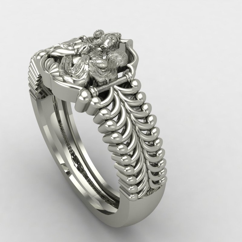 Radha Krishna Silver Ring