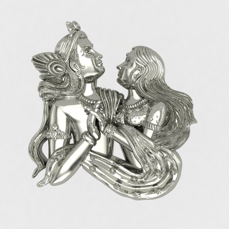Radha Krishna Silver Ring