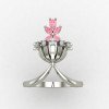 Pink Cocktail Ring Silver