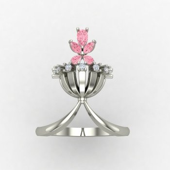 Pink Cocktail Ring Silver