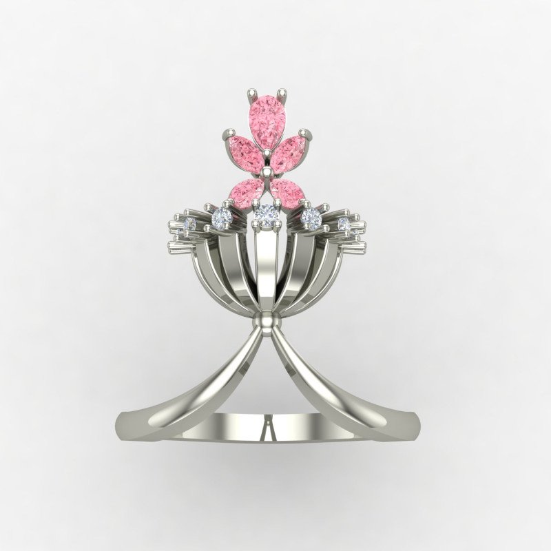 Pink Cocktail Ring Silver