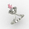 Pink Cocktail Ring Silver