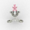 Pink Cocktail Ring Silver