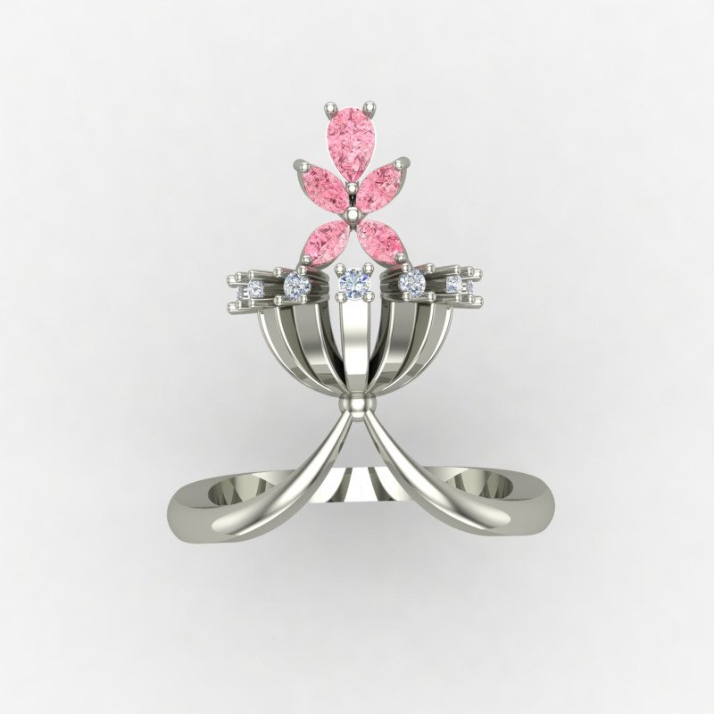 Pink Cocktail Ring Silver
