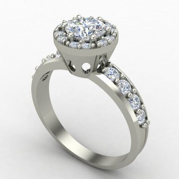 Silver Solitaire Ring with Round Cut Stone Silver Solitaire Ring with Round Cut Stone