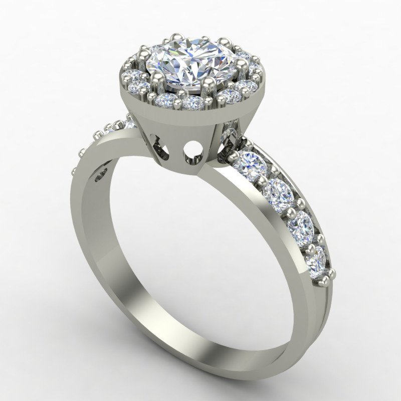 Silver Solitaire Ring with Round Cut Stone