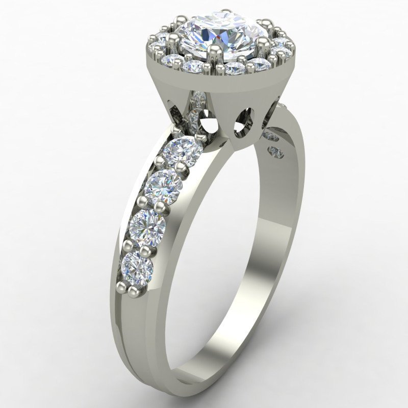 Silver Solitaire Ring with Round Cut Stone