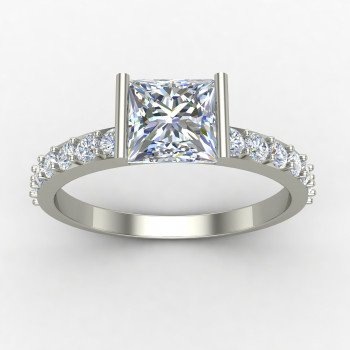 Princess Cut Solitaire Silver Ring