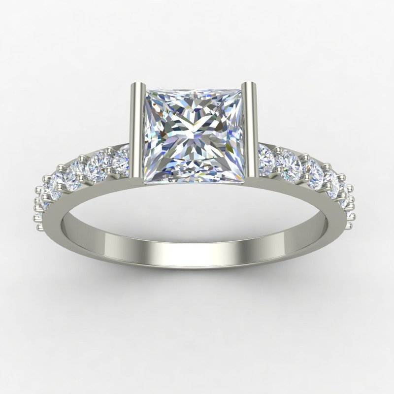 Princess Cut Solitaire Silver Ring