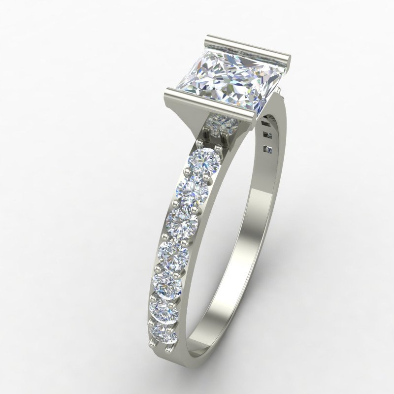 Princess Cut Solitaire Silver Ring