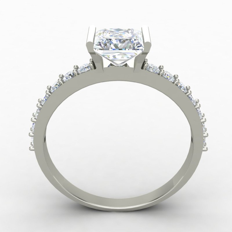 Princess Cut Solitaire Silver Ring