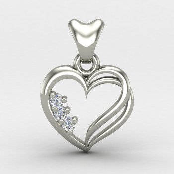 Three Stone Heart Pendant