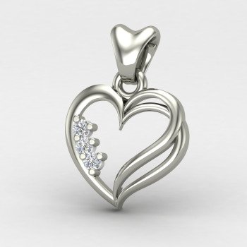 Three Stone Heart Pendant
