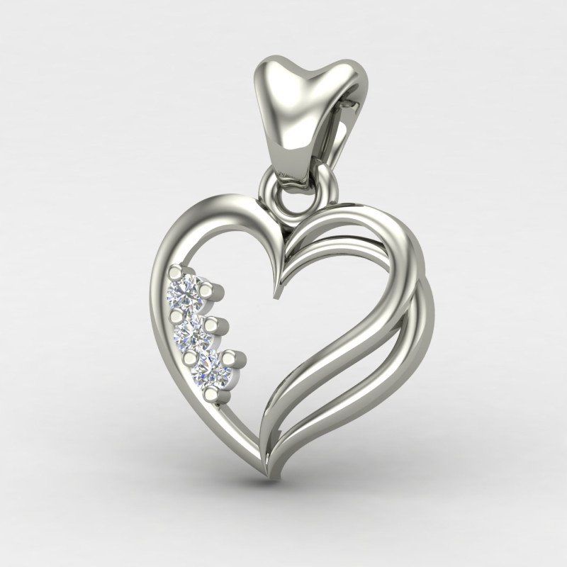 Three Stone Heart Pendant Three Stone Heart Pendant