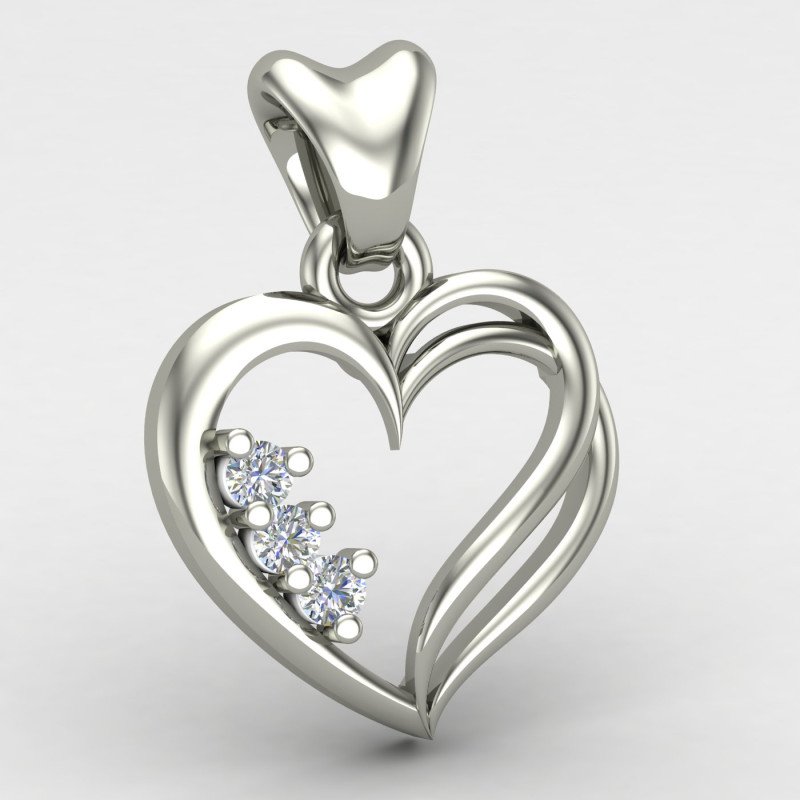 Three Stone Heart Pendant Three Stone Heart Pendant