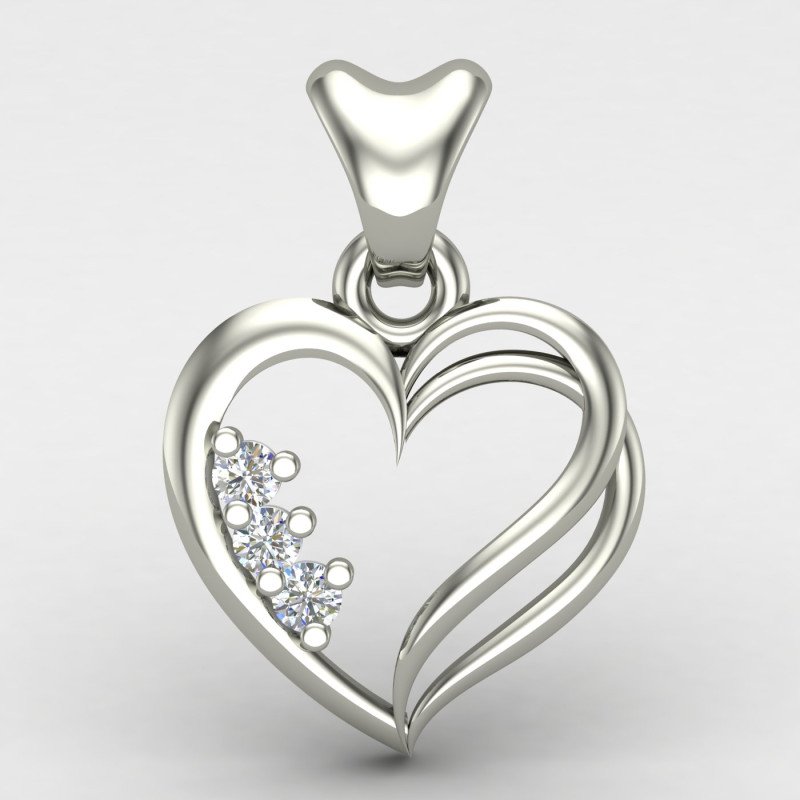 Three Stone Heart Pendant Three Stone Heart Pendant