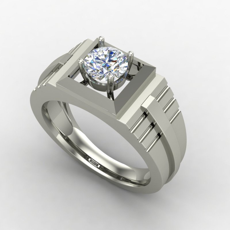 Men Silver Solitaire Ring