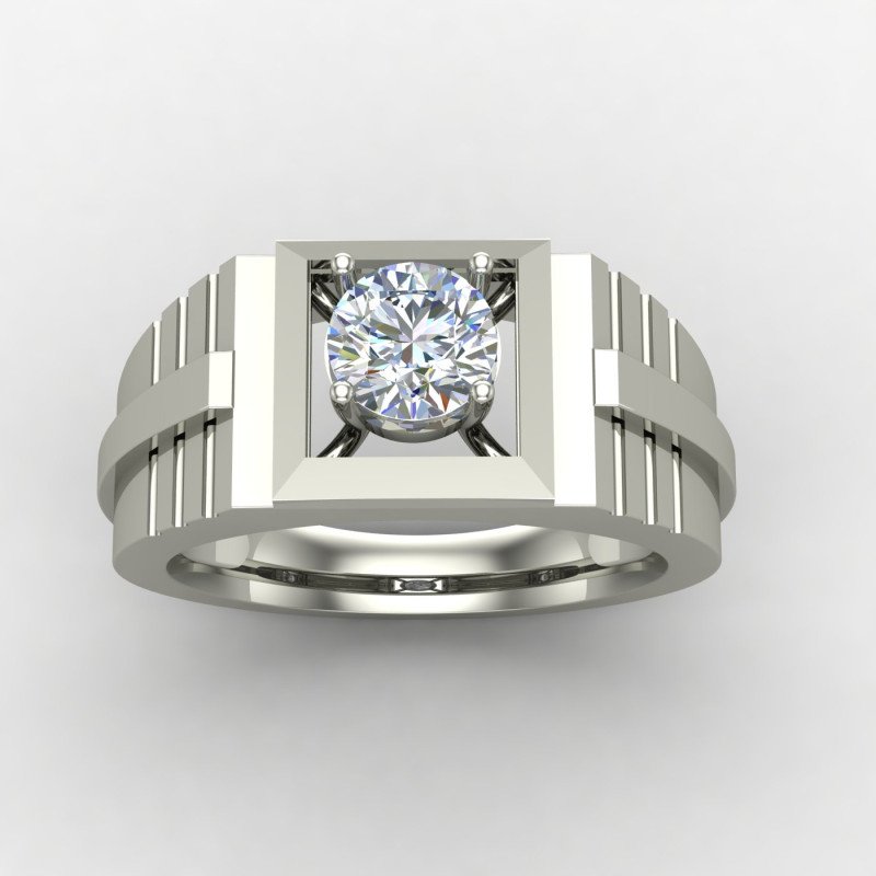 Men Silver Solitaire Ring