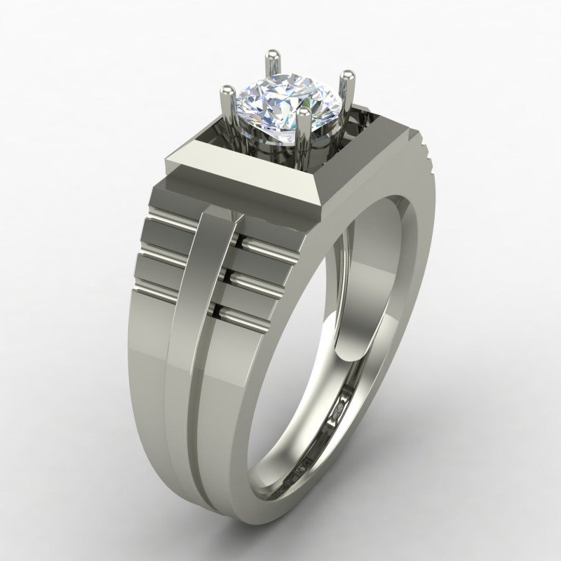 Men Silver Solitaire Ring