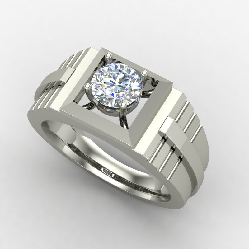 Men Silver Solitaire Ring