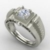 Silver Solitaire Wedding Ring