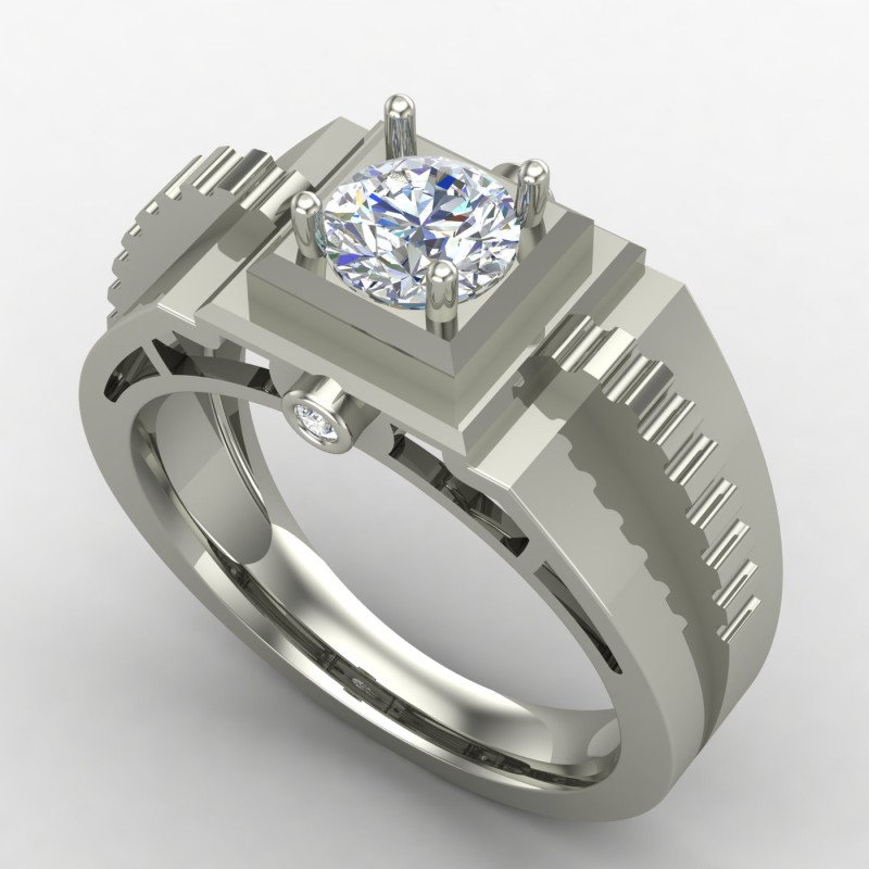 Silver Solitaire Wedding Ring