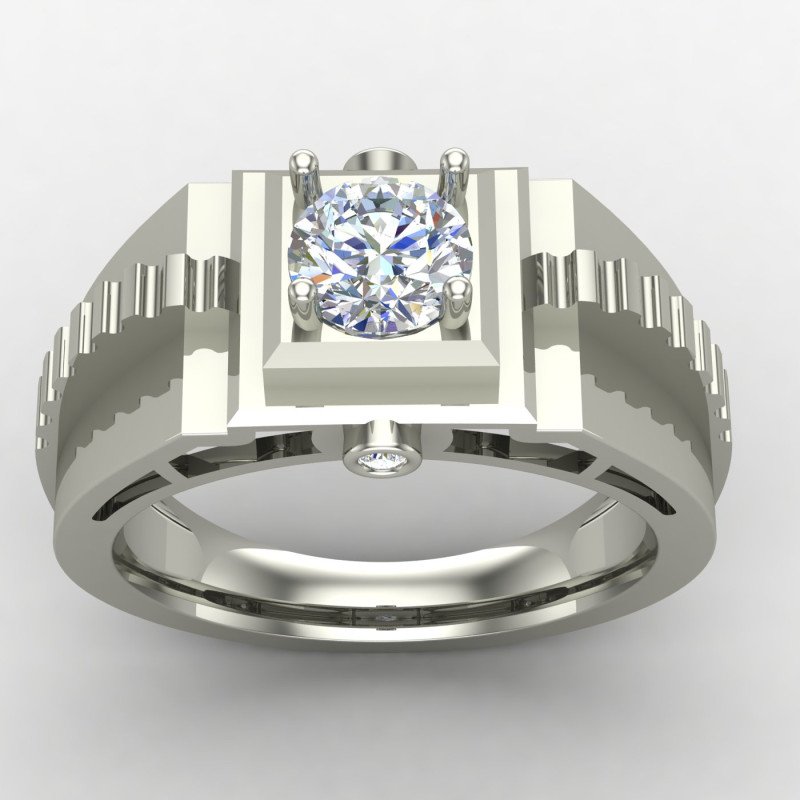 Silver Solitaire Wedding Ring