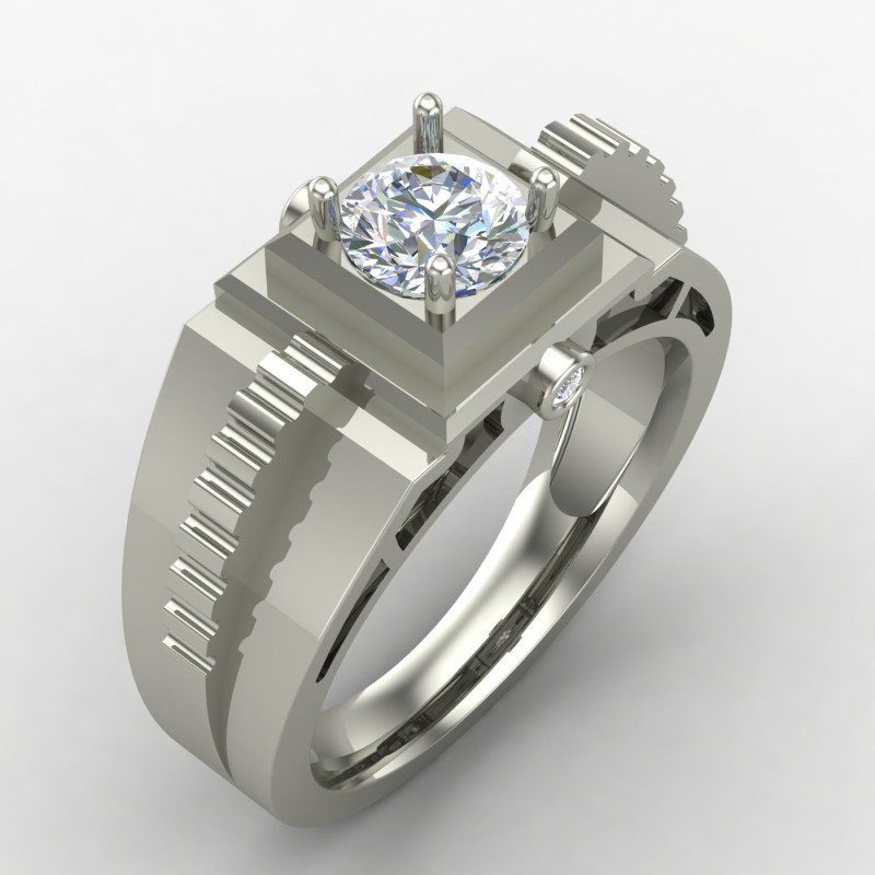 Silver Solitaire Wedding Ring