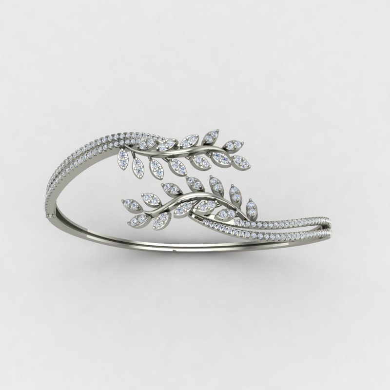 Leaves Silver Bangle for Women Leaves Silver Bangle for Women