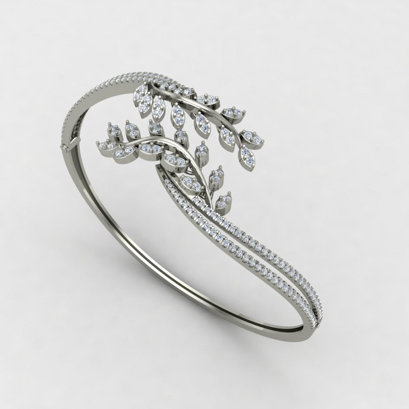 Leaves Silver Bangle for Women Leaves Silver Bangle for Women