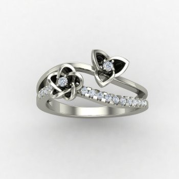Silver Band Ring with Floral Etching