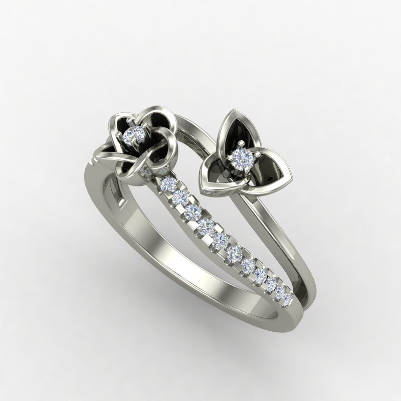 Silver Band Ring with Floral Etching Silver Band Ring with Floral Etching