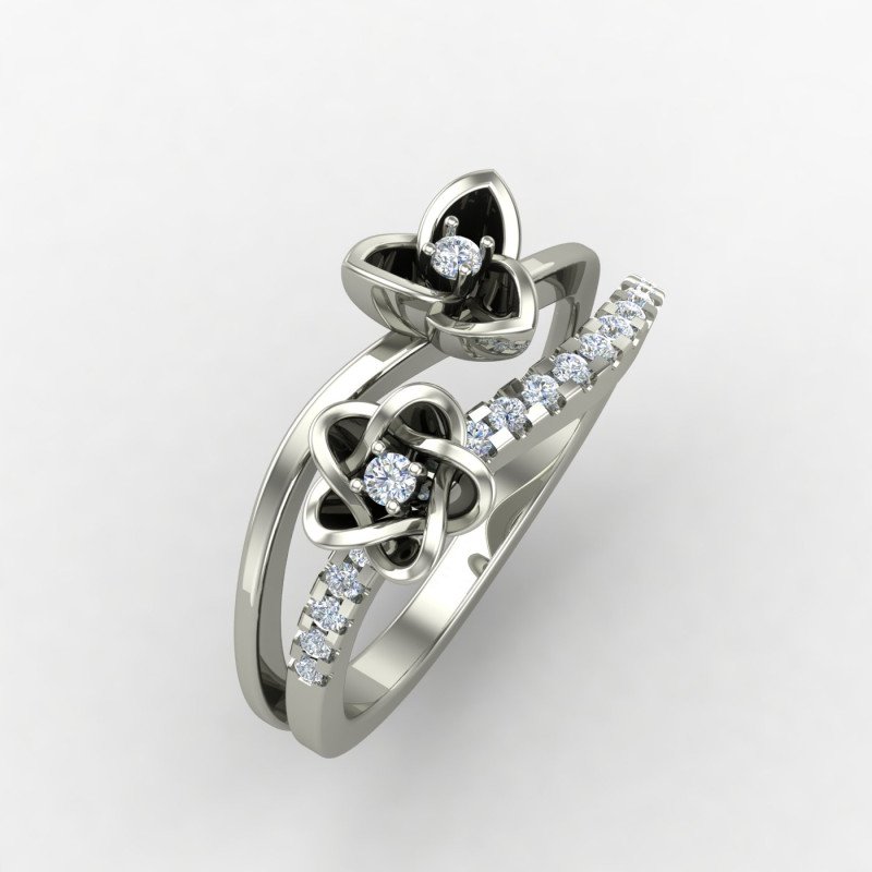 Silver Band Ring with Floral Etching Silver Band Ring with Floral Etching