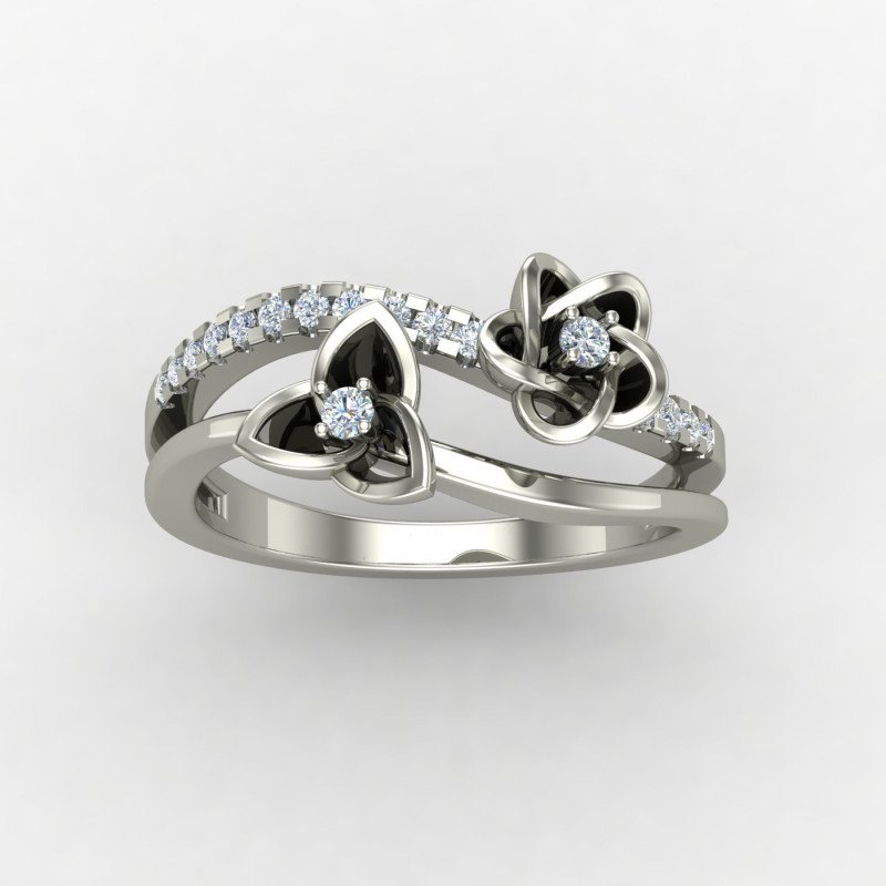 Silver Band Ring with Floral Etching Silver Band Ring with Floral Etching
