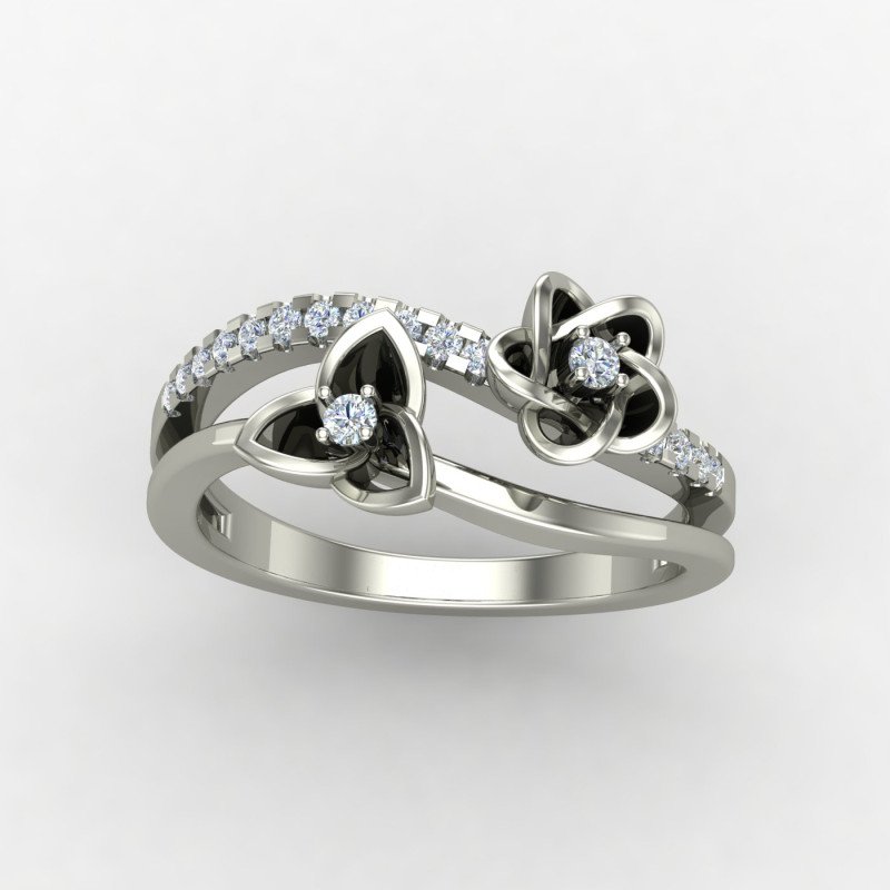 Silver Band Ring with Floral Etching Silver Band Ring with Floral Etching